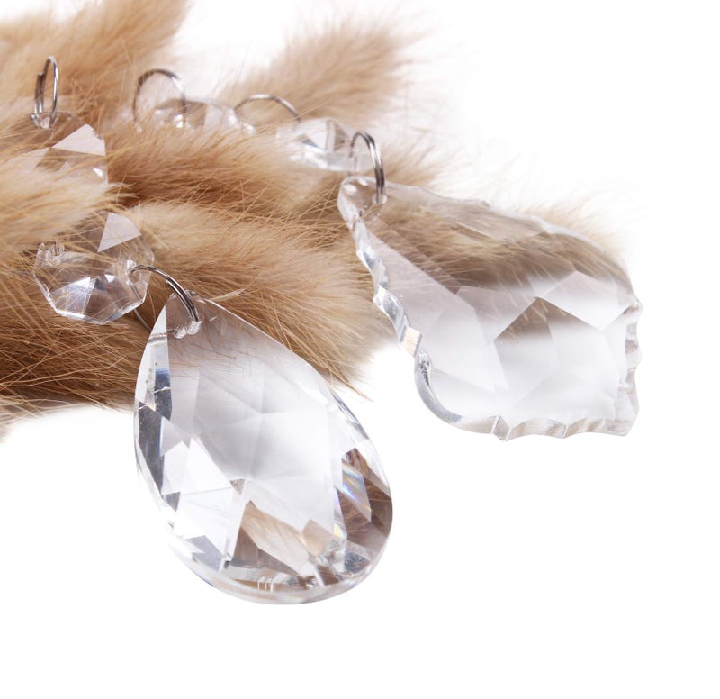 BIHRTC Pack of 12 Clear Crystal Chandelier Prisms Pendants Glass Pendants Beads (6pcs Teardrop + 6 pcs Maple Leaf Crystal Pendant) - Image 1